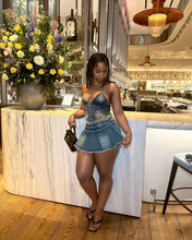 Load image into Gallery viewer, Asymmetrical Denim Mini Skirt